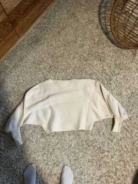 She and Sky Ribbed Cropped Sweater in Cream